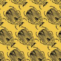 beetles seamless pattern. Bohemian pattern with bugs vector