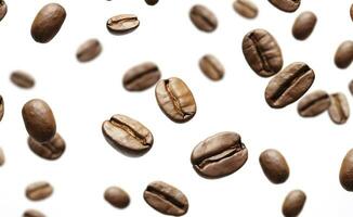 Coffee Bean flying on white background, 3d illustration. Generative AI photo