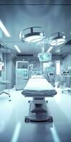 Modern equipment in operating room. Medical devices for neurosurgery. AI Generative photo