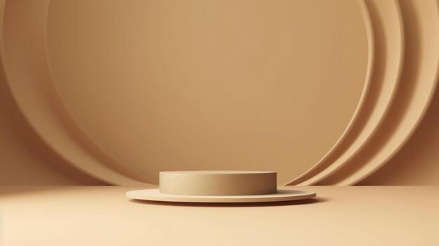 Podium with a parametric background. Stage showcase on pedestal display, 3d rendering. AI Generative photo