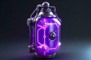 Purple Sci Fi Energy Flask with Pure Background. AI Generative photo