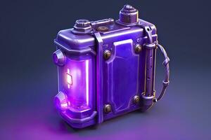 Purple Sci Fi Energy Flask with Pure Background. AI Generative photo