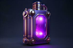 Purple Sci Fi Energy Flask with Pure Background. AI Generative photo