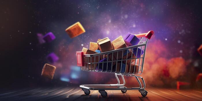 Digital E-Commerce Sales Increase.  Save Time and Money with Multiple Products in One Cart. Shop with Confidence. E-commerce concept. AI Generative photo