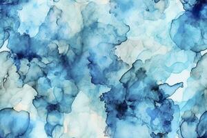 Blue alcohol ink background. Abstract delicate winter season texture. AI Generative photo