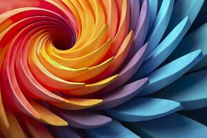 Geometric Spiral Pattern in Vibrant and Energetic Colors. A Professional Color Grading Experiment. AI Generative photo