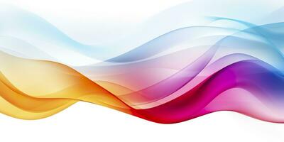 Colorful abstract wave lines flowing horizontally on a white background, ideal for technology, music, science and the digital world. AI Generative photo