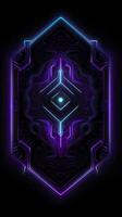 Amethyst 3D Minimalist Shield Design with a black or dark background with neon lines. AI Generative photo