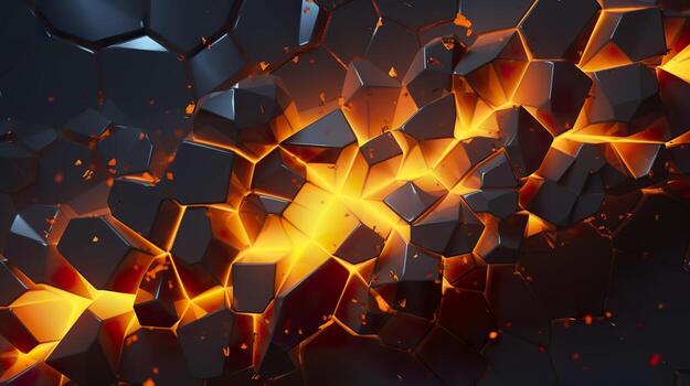Abstract geometric background. Explosion power design with the crushing surface. 3d illustration. AI Generative photo