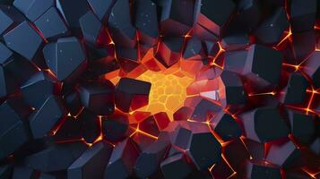 Abstract geometric background. Explosion power design with the crushing surface. 3d illustration. AI Generative photo