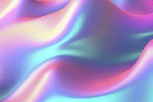 Gradient holographic Iridescent waves, frosted glass, soft textured gradient, and isometric, reflections. AI Generative photo