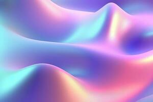 Gradient holographic Iridescent waves, frosted glass, soft textured gradient, and isometric, reflections. AI Generative photo