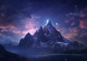 The milky rising in the night sky over the mountains, landscapes, AI Generative photo