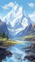 The beauty of a majestic and snow capped mountain range, with rugged peaks, AI Generative photo