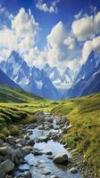 The beauty of a majestic and snow capped mountain range, with rugged peaks, AI Generative photo