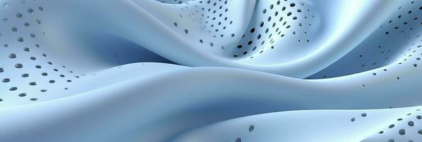 Breathable fabric dry light blue soft mesh holes floating light blue background. Generative AI photo