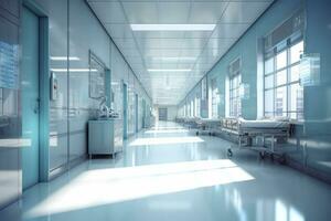 Ideal Healthcare Background with Surrealist Blurry Hospital Scene. AI Generative photo