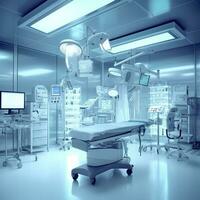 equipment and medical devices in modern operating room. AI Generative photo