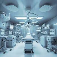 equipment and medical devices in modern operating room. AI Generative photo