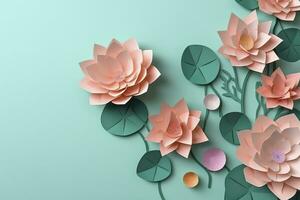 Lotus Flowers. A Shadow Box Paper Craft. Generative AI photo