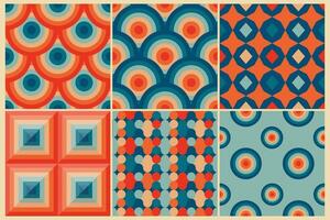 Vintage retro seamless patterns in the style of the 50s and 60s vector