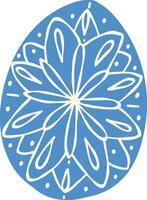 Blue decorated egg with spring decorations. Illustration in doodle style vector