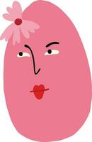 Adorable strange pink egg with face. Cute quirky comic Easter egg vector