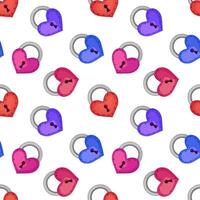 seamless pattern of multicolored locks with hearts vector