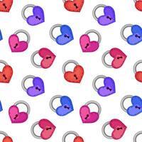 seamless pattern of multicolored locks with hearts vector