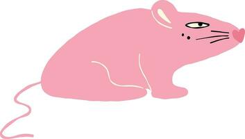 Pink mouse. Cartoon comic illustration in doodle style vector