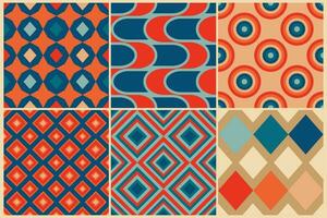 Mid century retro seamless patterns in the style of the 50s and 60s vector