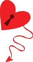 Red heart with lock. Illustration in a modern childish hand-drawn style vector