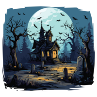 Scary Halloween House Clipart - Ai Generative png