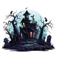 Scary Halloween House Clipart - Ai Generative png