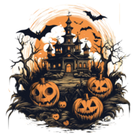 Scary Halloween House Clipart - Ai Generative png