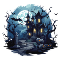 Scary Halloween House Clipart - Ai Generative png