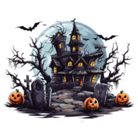 skrämmande halloween hus ClipArt - ai generativ png