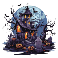 Scary Halloween House Clipart - Ai Generative png