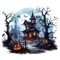 Scary Halloween House Clipart - Ai Generative png