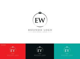 Minimalist Ew Crown Logo, Unique EW Colorful Circle Logo For Shop vector