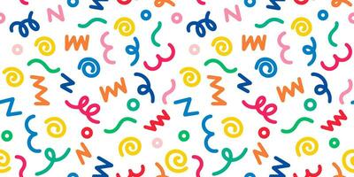 Doodle sketch style of colorful shapes and lines on white background for concept design. seamless pattern creative minimalist style art background. vector