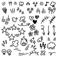 set of Hand drawn doodle expression sign for concept design isolated on white background. vector illustration.