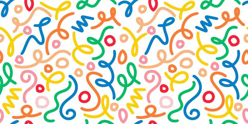 Doodle sketch style of colorful shapes and lines on white background for concept design. seamless pattern creative minimalist style art background.