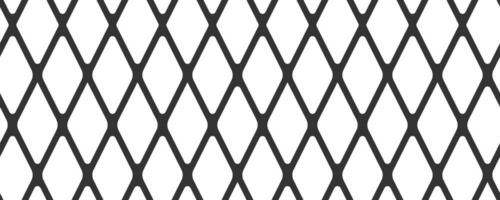 diagonal cruzar línea cuadrícula sin costura modelo. geométrico diamante textura. negro diagonal línea malla en blanco antecedentes. mínimo acolchado tela. metálico alambres cerca modelo. vector ilustración.