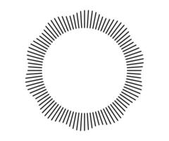 Radial wave sound lines. Circular frame. Sound circle ring. Wavy roun frame. Radial sun rays symbol. Wavy geometric silhouette. Abstract design element. Vector illustration on white background.