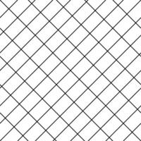 diagonal cruzar línea cuadrícula sin costura modelo. geométrico diamante textura. negro diagonal línea malla en blanco antecedentes. mínimo acolchado tela. metálico alambres cerca modelo. vector ilustración.