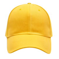 Yellow baseball cap isolated on transparent background. Template Mock up. Front view. AI Generative png