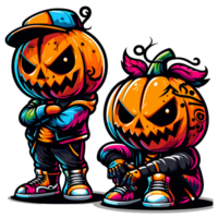 Graffitti Halloween Pumpkin Clipart - Ai Generative png