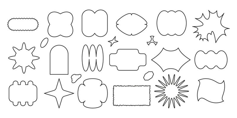 Simple line frames design elements set. Abstract geometric shapes with copy space fot text. Different forms and figures. Outline vector illustration isolated on white background