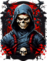 Skull Ninja Emblem AI Generative png